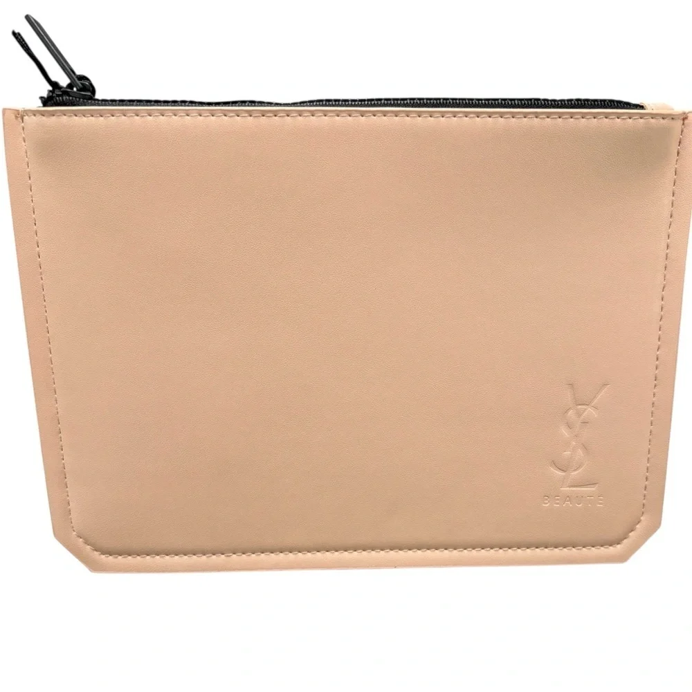 Yves Saint Laurent Beauté Pink Beige Zip Pouch with Dust Bag NWT